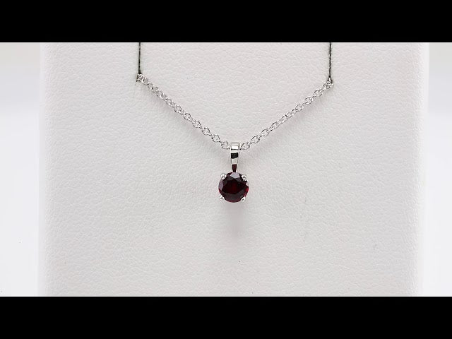 Sterling Silver 5 mm Imitation Ruby 16-18" Necklace