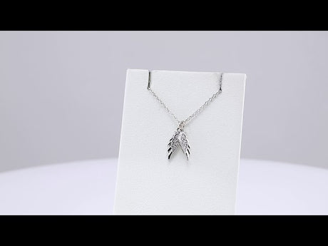 Sterling Silver .03 CTW Natural Diamond Angel Wings 16-18" Necklace