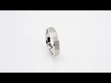 14K White Gold 5 mm Geometric Comfort-Fit Flat Band Size 10