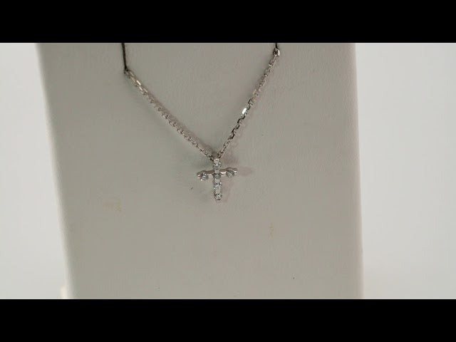 Sterling Silver 1/5 CTW Natural Diamond Cross 16-18" Necklace