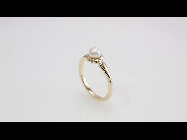 14K Yellow 5-5.5 mm Cultured White Freshwater Pearl Ring