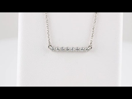 14K White Gold 1/4 CTW Natural Diamond Bar 16" Necklace 