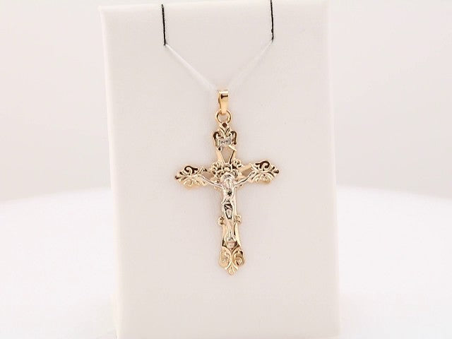 14K Yellow/White 20.5x15 mm Crucifix Pendant