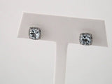 14K White Natural Aquamarine & 1/8 CTW Natural Diamond Earrings