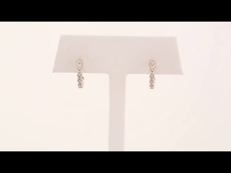 14K White .08 CTW Natural Diamond 11.2 mm Hoop Earrings
