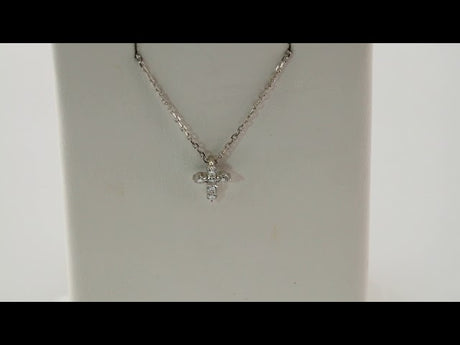 14K White Gold 1/6 CTW Natural Diamond Cross 16-18" Necklace