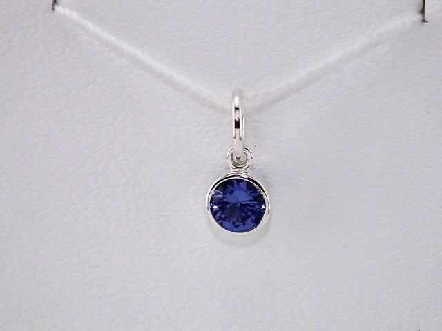 14K White Posh Mommy® Imitation Blue Zircon Charm/Pendant