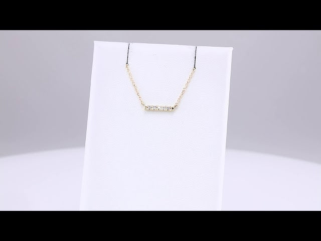 14K Yellow .07 CTW Natural Diamond French-Set Bar 18" Necklace