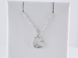 14K White .015 CT Natural Diamond Heart 18" Necklace