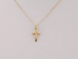 14K Yellow 9.5x6.5 mm Cross 15" Necklace