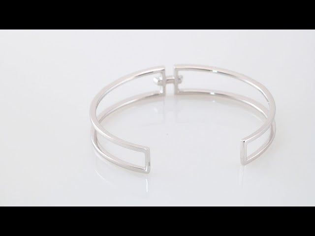 14K White Gold 3/4 CTW Natural Diamond Cuff 6" Bracelet 