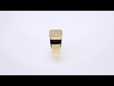 14K Yellow .015 CT Natural Diamond Signet Ring