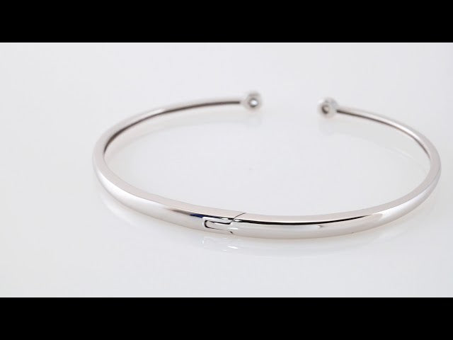 14K White 1/6 CTW Natural Diamond Hinged Cuff 7" Bracelet