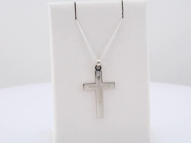 14K White Cross Pendant