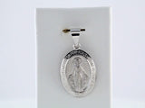 14K White Gold 19x13.5 mm Oval Hollow Miraculous Medal