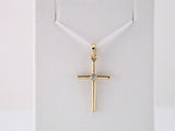 14K Yellow .015 CT Natural Diamond Cross Pendant