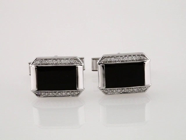 14K White 1/4 CTW Natural Diamond Cuff Links