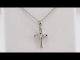 14K White .06 CTW Natural Diamond Cluster Cross 16-18" Necklace