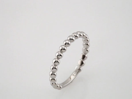 14K White 2.5 mm Stackable Beaded Ring