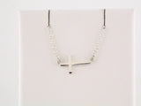 14K White Gold 17x9 mm Sideways Cross 16-18" Necklace