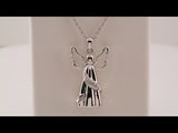 Sterling Silver Imitation White Cubic Zirconia Angel Ash Holder 18" Necklace 