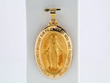 14K Yellow Gold 29x20 mm Oval Hollow Miraculous Medal