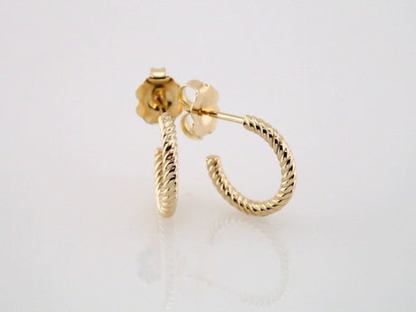 14K Yellow Gold Rope 12 mm Hoop Earrings