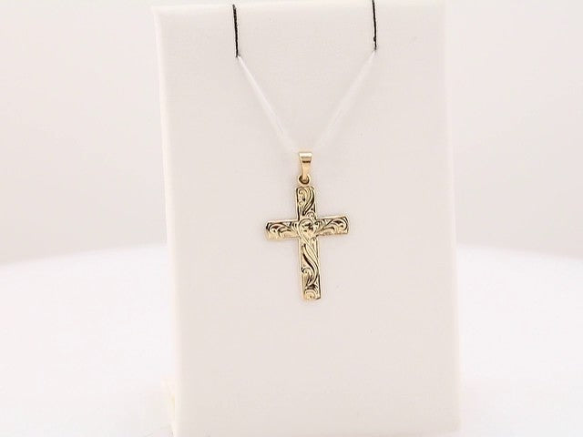 14K Yellow Gold 20.5x15 mm Cross Pendant  