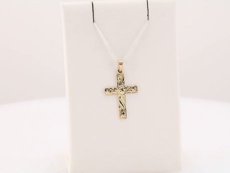 14K Yellow Gold 20.5x15 mm Cross Pendant  