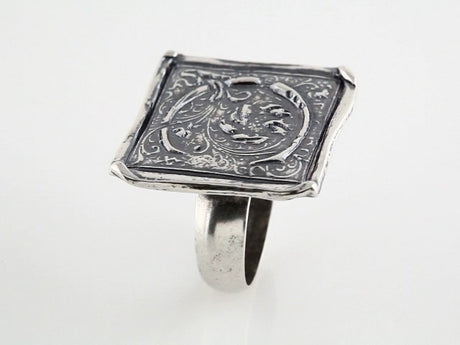 Sterling Silver Posh Mommy® Vintage-Inspired Initial C Ring