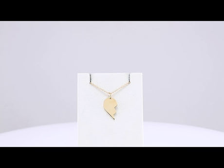 14K Yellow Gold 17x10 mm Right Broken Heart 16-18" Necklace
