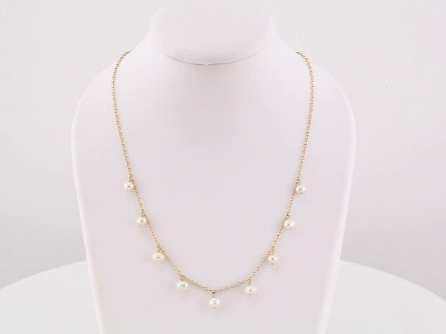 14K Yellow Cultured White Freshwater Pearl 18" Necklace