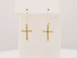 14K Yellow Gold Heart & Cross Earrings