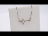 14K White .06 CTW Natural Diamond Sideways Cross 16-18" Necklace