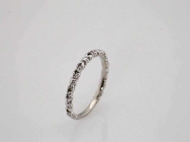14K White .04 CTW Natural Diamond Stackable Ring