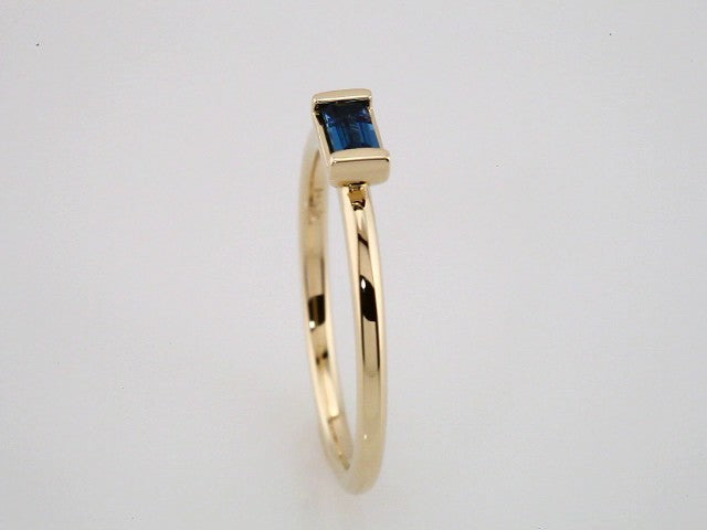 14K Yellow Natural London Blue Topaz Stackable Ring