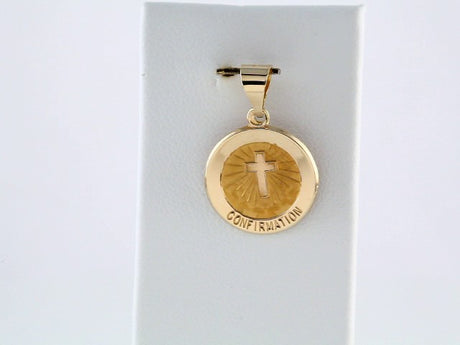 14K Yellow 15 mm Round Hollow Confirmation Medal