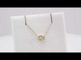 14K Yellow Gold .015 CT Natural Diamond Flower 16-18" Necklace 