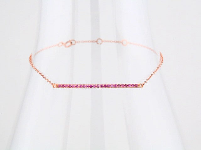 14K Rose Gold Natural Pink Sapphire 8" Bracelet