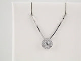 14K White 1/6 CT Natural Diamond Bezel-Set Halo-Style 18" Necklace