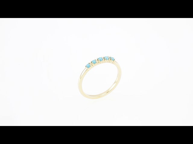 14K Yellow Natural Turquoise Cabochon Stackable Ring