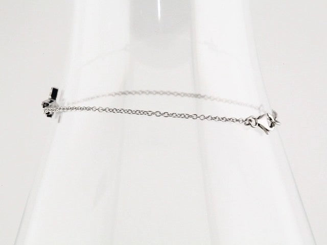 Sterling Silver Imitation Cubic Zirconia Double Sideways Cross 7-8" Bracelet