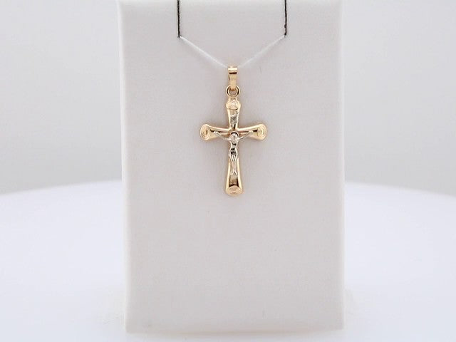 14K Yellow/White 22x15 mm Crucifix Pendant