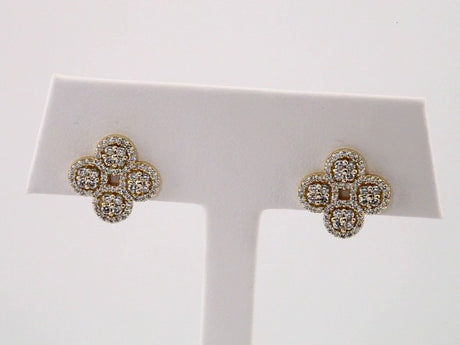 14K Yellow 1/2 CTW Natural Diamond Clover Earrings