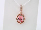 14K Rose Natural Peach Morganite & 1/6 CTW Natural Diamond Pendant