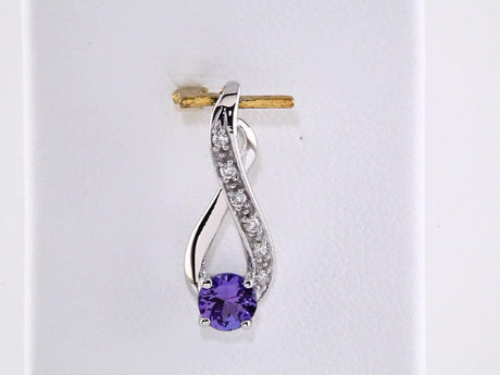 14K White Natural Tanzanite & .04 CTW Natural Diamond Pendant