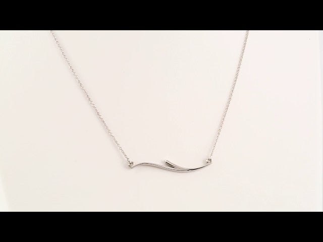 14K White Curvilinear Bar 17 1/2" Necklace