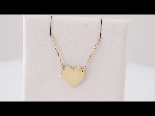 14K Yellow Gold Engravable Heart 16-18" Necklace