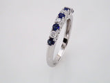 14K White Natural Blue Sapphire & 1/4 CTW Natural Diamond Anniversary Band Size 7