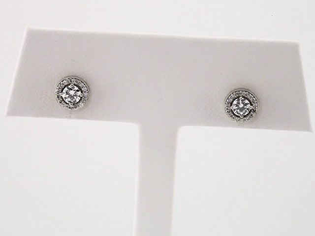 14K White 3/8 CTW Natural Diamond Halo-Style Earrings